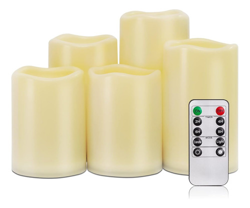 Velas Impermeables Sin Llama Homemory, Velas De Pilas Led Dark Ivory Set Of 5