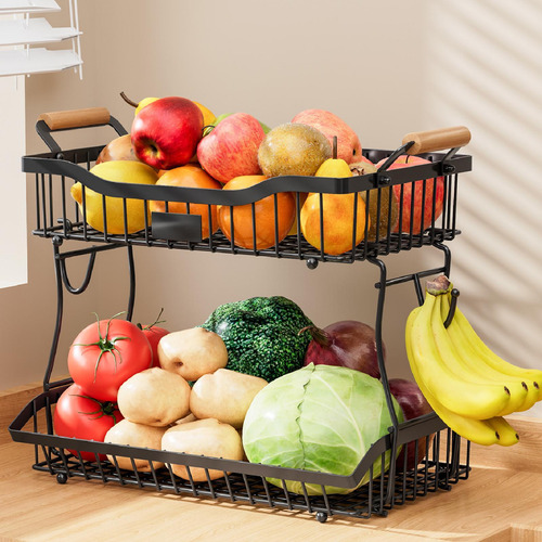 2 Niveles De Canasta De Frutas Soporte De Soporte De Frutas