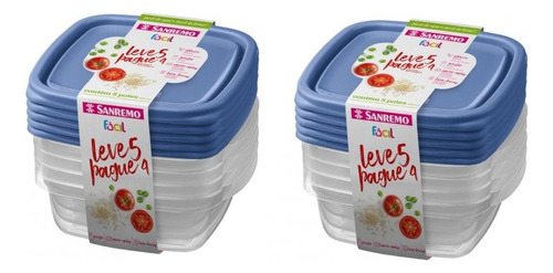 10 Potes Plástico 530ml Quadrado Microondas Freezer Bpa Free