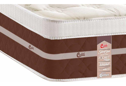 Cama Box Queen: Colchão Molas Castor Pocket Silver Star Air Cor Marrom