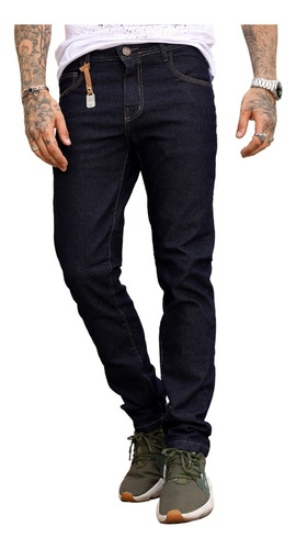 Calça Jeans Masculina Slim Fit Com Elastano Escura Amaciada