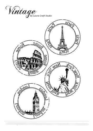 Imagen 2 de 7 de Transferencia X 6 Láminas Set Paris Clásico