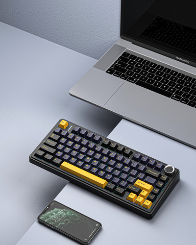 Teclado Mecánico Inalámbrico Aula F75 75% Gaming Pro Rgb Teclado Negro Idioma Inglés Us