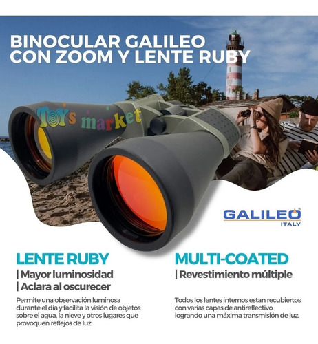 Imagen 3 de 10 de Binocular Galileo Zoom 12 36x Lente Ruby Aclara En Oscuridad