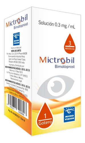 Bimatoprost 0.3 Mg Mictrobil Gotero Con 3 Ml Oftálmico