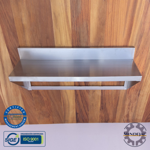 Repisa 100% Acero Inoxidable Marca Mindejal Color Gris