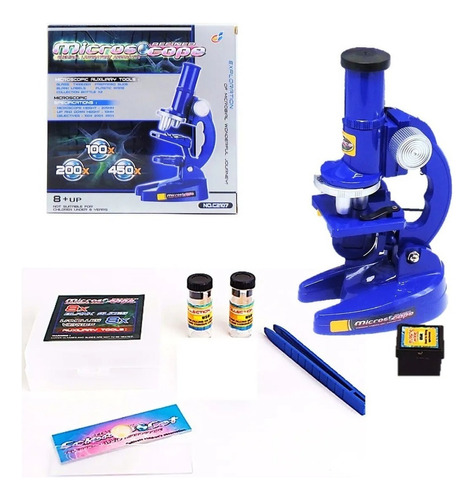 Microscopio Estudiantes Principiantes Regulable + Accesorios Color Azul