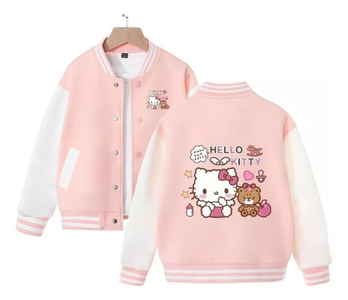 Chaqueta De Béisbol Con Estampado Digital De Hello Kitty Cat