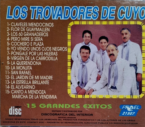 Cd Los Trovadores De Cuyo 15 Grandes Éxitos