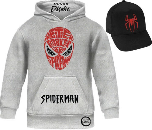 Poleron De Niño Con Capucha Spiderman Peter Parker + Jockey
