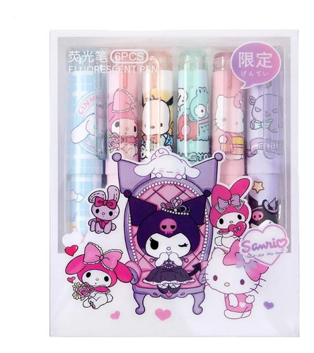 Caja 6  Destacadores Sanrio De Hello Kitty  Amigos