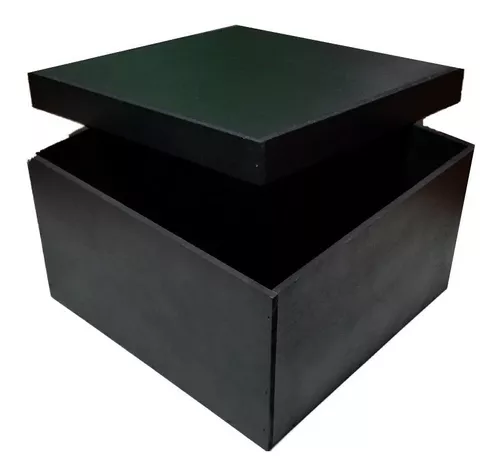 Caja De Madera Para Regalo Color Negro + Texto 30x30x30cm