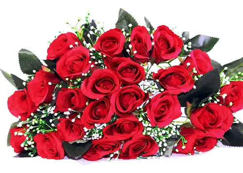 Buquê de Rosas Grandes Artificiais Vermelhas para Decoração - 35 cm miniatura 3
