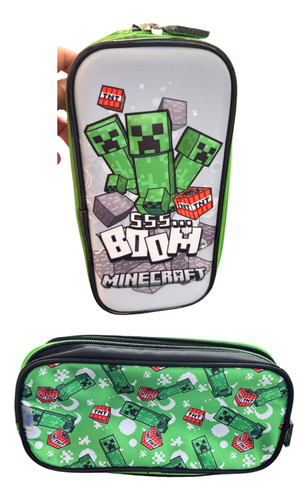 Kit Completo De Mochila Escolar Con Ruedas Minecraft Con Luz Verde Lima Minecraft Con Luz R