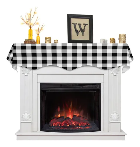 comprar Bufanda Manto 90 X 17  Color Blanco Negro Cuadro Para Mantel