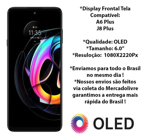 Frontal Display Tela Touch Compatível A6 Plus A605 Oled +pel