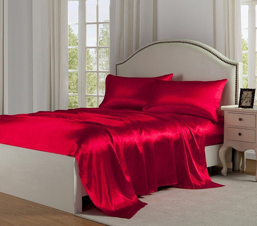 Conjunto De Cama Doble Matrimonial 1800 En Satén 4 Piezas