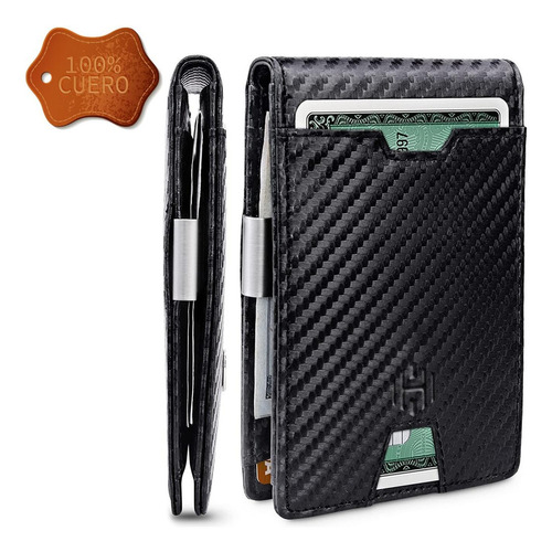 Hardley  DYLAN WALLET billetera cuero hombre bloqueo rfid tarjetero color carbon fiber