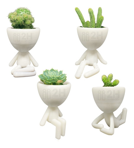 Macetas Robert Plantas 3d Cactus Suculentas 4 Motivos 13 Cm