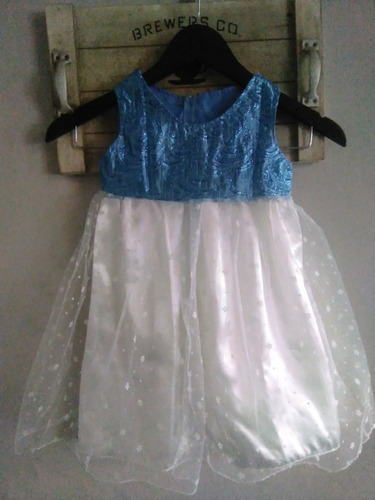 Vestido Beba Taller 24 Meses Celeste Y Blanco