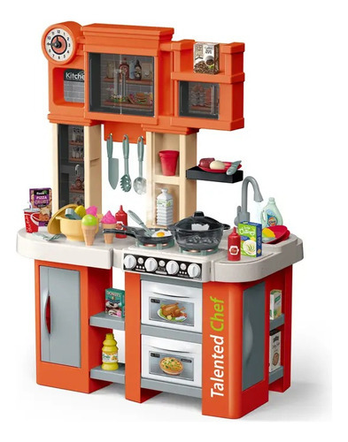 Cozinha Infantil Mini Chef Completa Com Som Vapor 84cm Cor Laranja