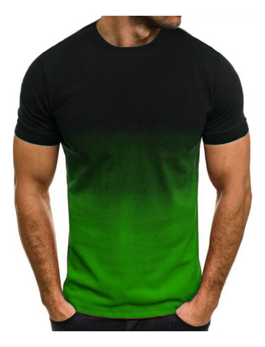 Camiseta Delgada Para Hombre A, Color En Contraste, Degradad