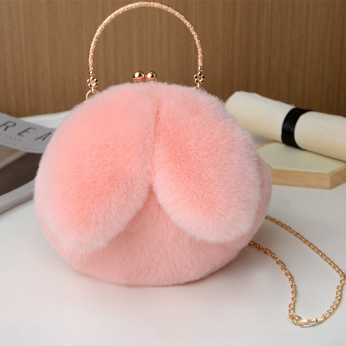 Lindo Bolso De Conejo De Felpa Para Mujer, Bandolera Con Con