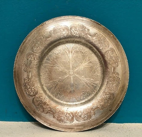 Antiguo Plato Metal Plateado Estilo Sheffield 