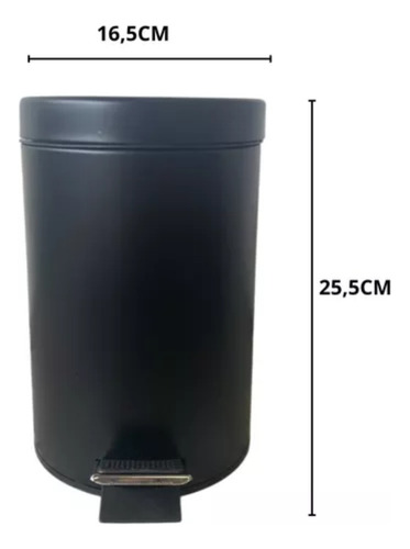 Set Baño Metal Negro Cesto 3 Litros + Escobilla Cepillo