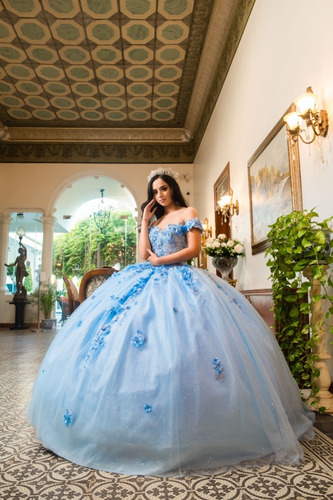 Imagen 9 de 9 de Vestido Largo De Quinceañera Glitter Pedrería Quince Años