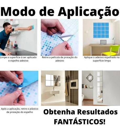 Kit De 20 Espejos Adhesivos Flexibles Para Pared De Azulejos