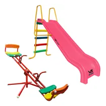 Comprar Sube Y Baja Giratorio + Tobogan 4 Escalones Pvc Combo ! Color Rosa