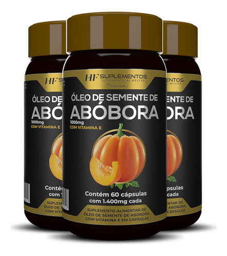 3x Oleo De Semente De Abobora 1400mg 60caps Hf Suplements