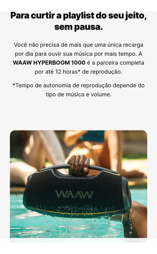 Caixa De Som Portátil Waaw Hyperboom 1000 Com Bluetooth 180w