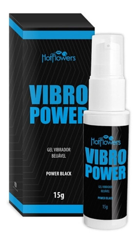 Gel Lubrificante Íntimo Vibro Power Comestível Aromático 15g Sabor Power Black