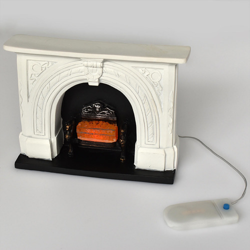 Chimenea En Miniatura Tallada Muebles De Luz Roja Para