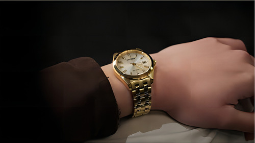Citizen Peyten Ecodrive Gold Dial Bm7532-54p ...... Dcmstore Color De La Correa Oro Color Del Bisel Oro Color Del Fondo Champange