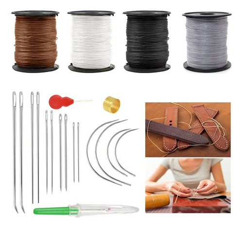 Hilo Tapiceria Resistente Aguja Para Coser Mano Kit Cuero