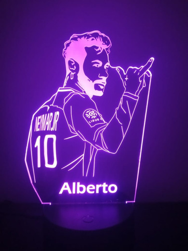 Lámpara Led 3d Neymar Jr, 16 Colores Personalizada