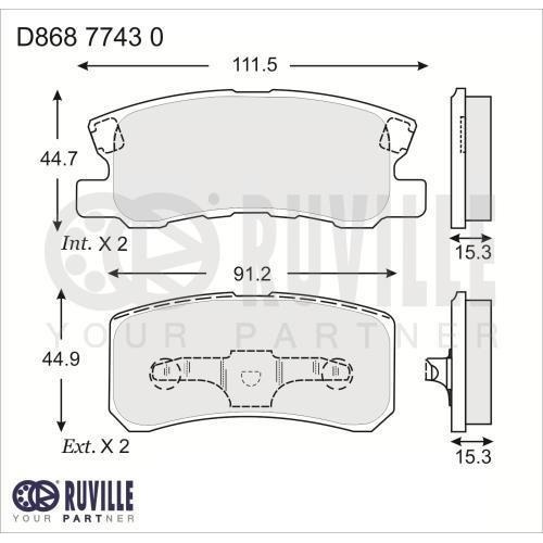 Balata Freno De Disco Ruville Para Mitsubishi Lancer 2009 P/