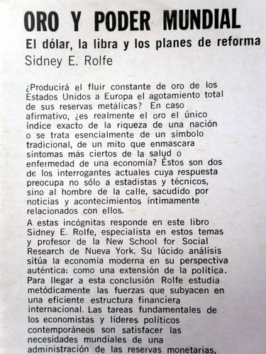 Oro Y Poder Mundial - Sidney Rolfe - Editorial Troquel 1968