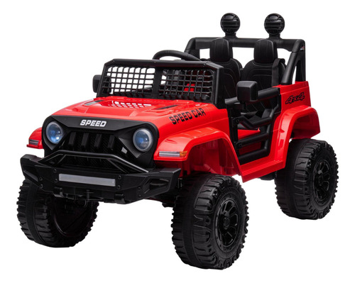 Carro Montable Eléctrico Jeep Para Niños Aeiou B010 Color Rojo