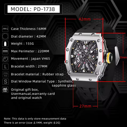 Reloj De Cuarzo Japones Pagani Design Pd-1738 Silver Blue Azul Plateado Negro