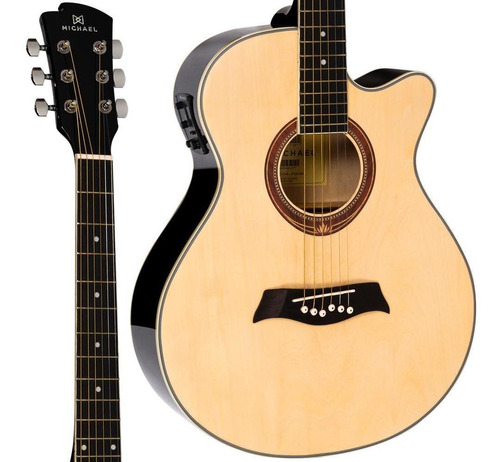 Violão Michael Vma320 Elétrico Mini Jumbo Natural Brilhante