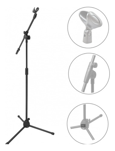 Pedestal Suporte Microfone Girafa Com Cachimbo [360º]