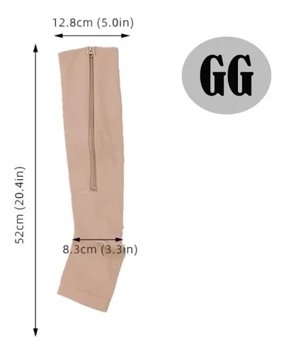 Meia 3/4 Média Compressão 20-30mmhg Ziper (unisex) 