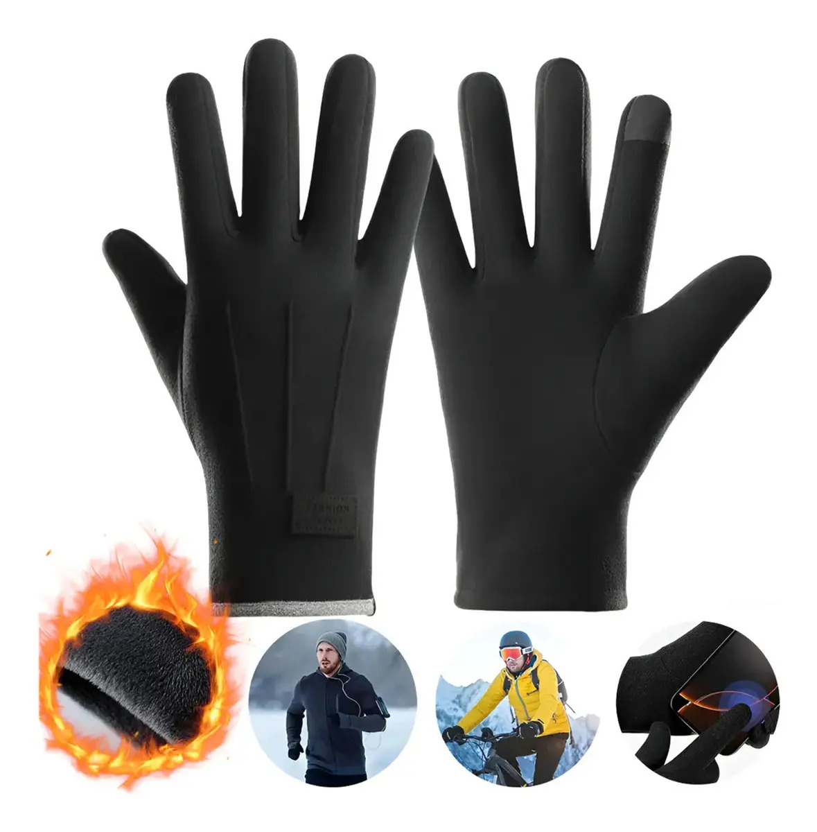 Guantes Térmicos KUOAEAYE de Poliéster con Pantalla Táctil para Ciclismo, Moto y Deportes