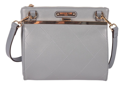 Bolsa Cruzada Nicole Lee Con Broche Frontal Fw21 Color Gris