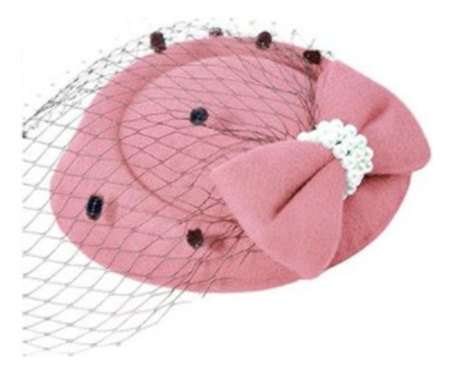Gorro Bowknot Veil Fascinator Hair Pillbox Para Mujer, Sombr