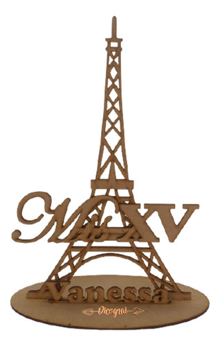 Centro De Mesa Torre Eiffel Mis Xv Personalizado 30pzas